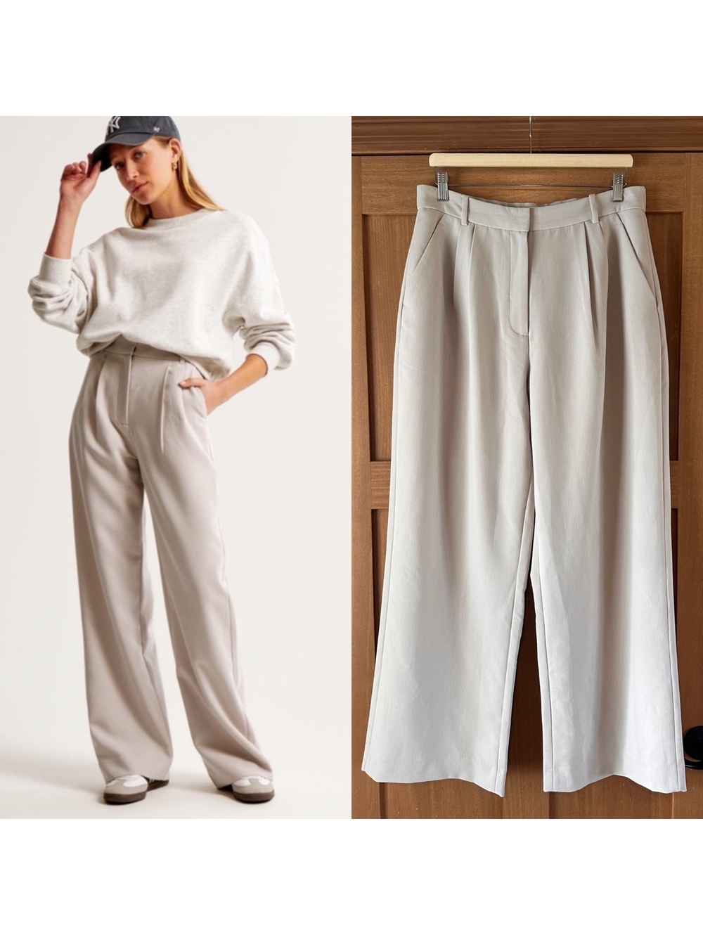 Abercrombie & Fitch Sloane Tailored Wide Leg Pants Trouser Beige Women’s 12/31